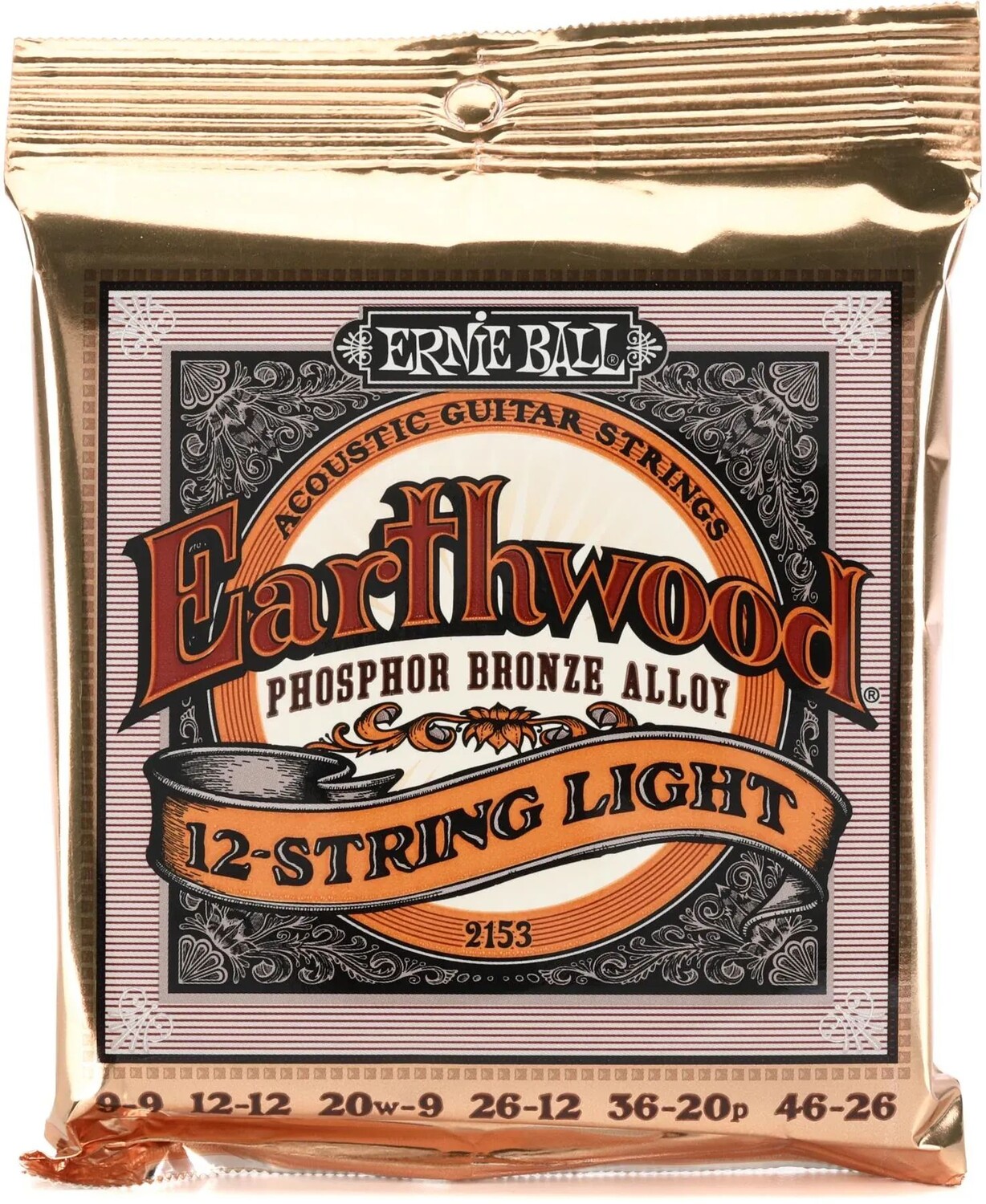 

Струны для акустической гитары Ernie Ball 2153 Earthwood Phosphor Bronze — .009-.046, легкие, 12-струнные