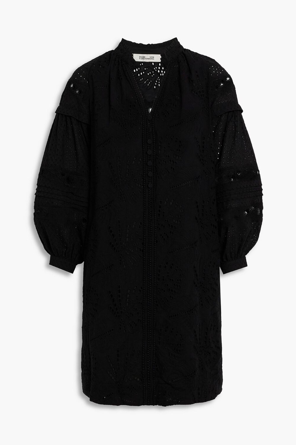 

Платье мини Nicolette из английской вышивки с вышивкой DIANE VON FURSTENBERG, черный