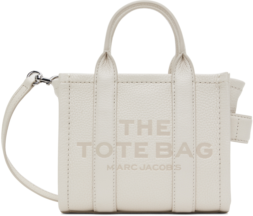 цена Кремового цвета Сумка-тоут 'The Leather Mini Tote Bag' Marc Jacobs
