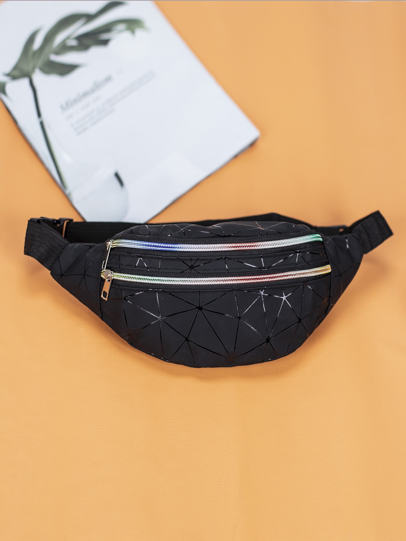 Красочная лоскутная женская лазерная поясная сумка через плечо, черный