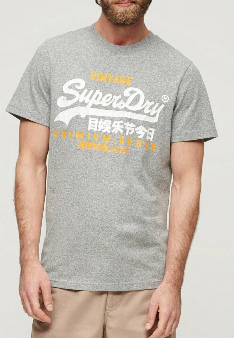 

Футболка с принтом VINTAGE LOGO DUO Superdry, светло-серый