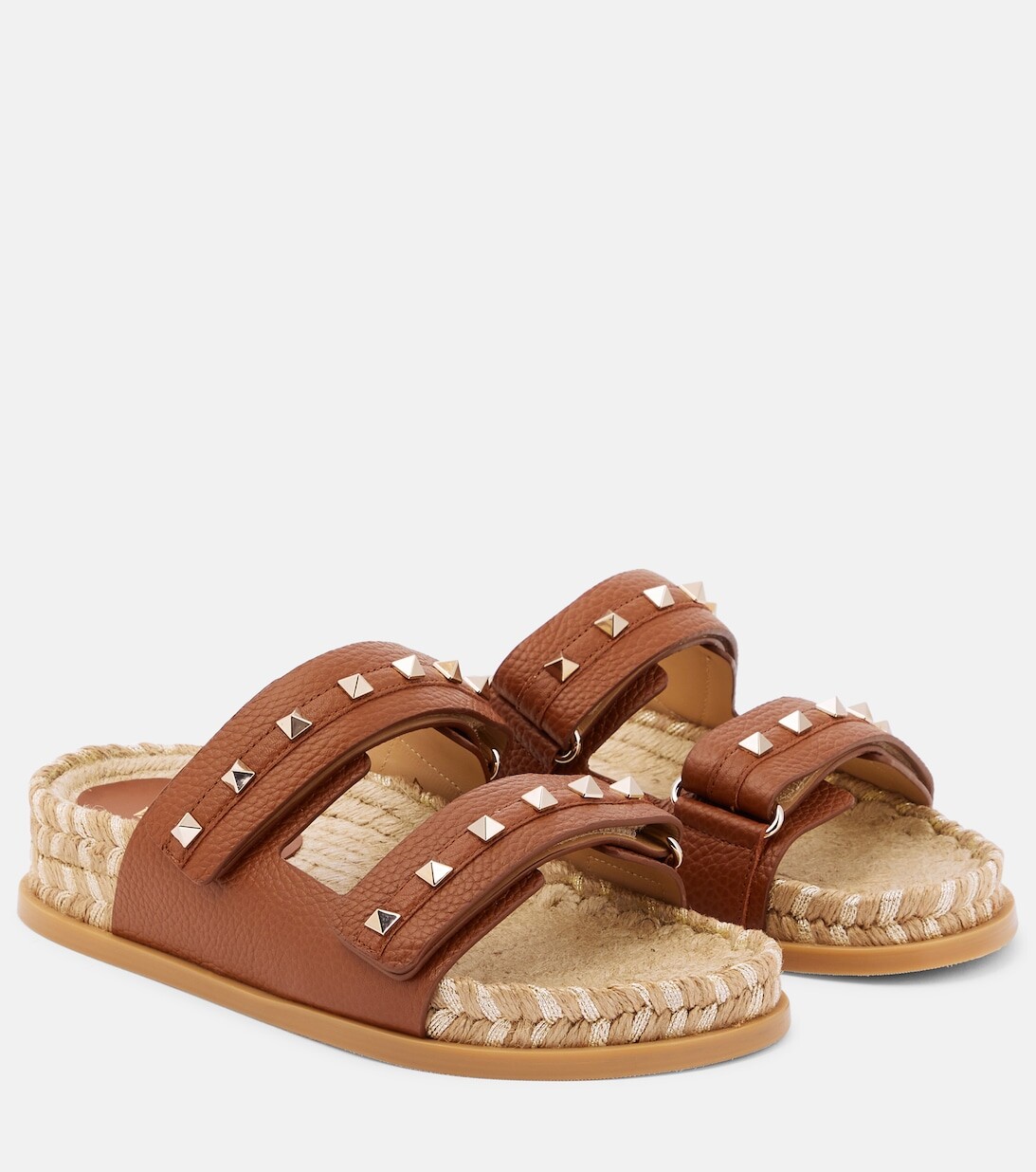 

Шлепанцы Rockstud из кожи и рафии Valentino Garavani, нейтральный
