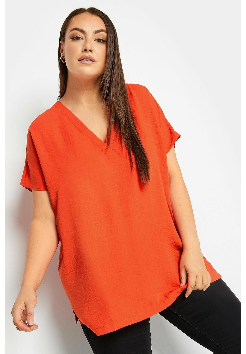 Блузка с V-образным вырезом V-NECK Yours Clothing, цвет red