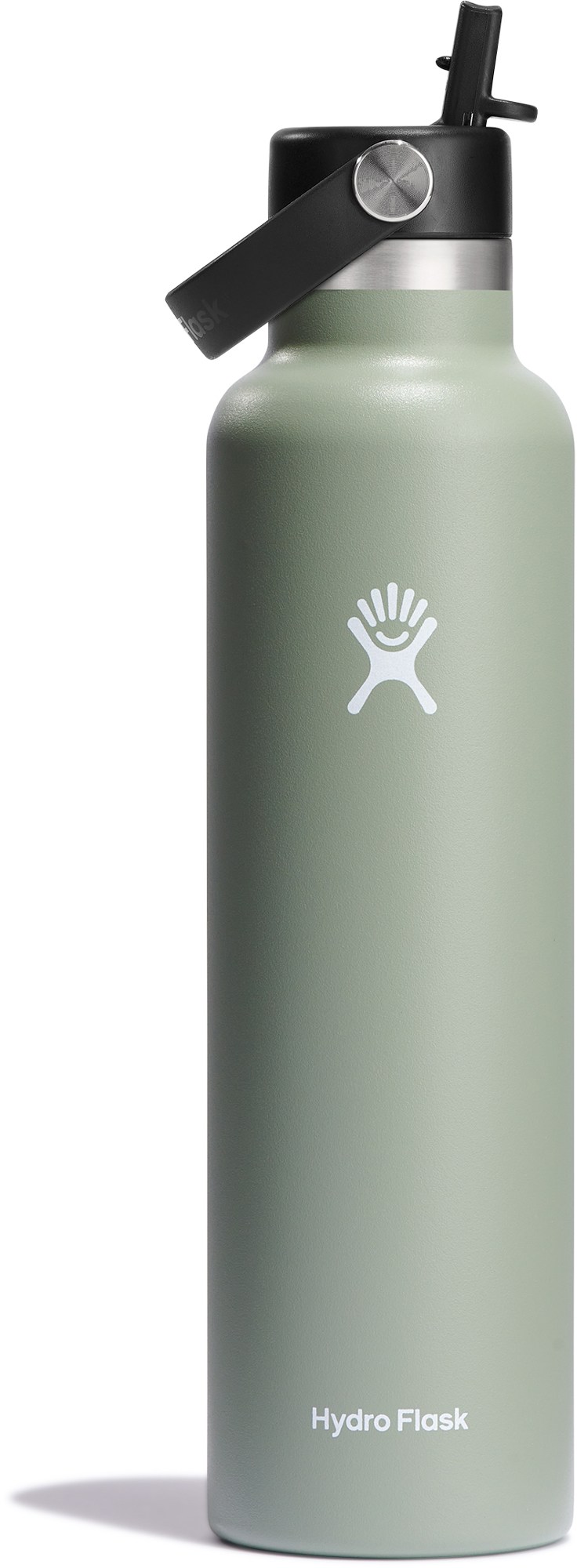 Вакуумная бутылка для воды со стандартным горлышком и гибкой соломенной крышкой — 24 эт. унция Hydro Flask, зеленый