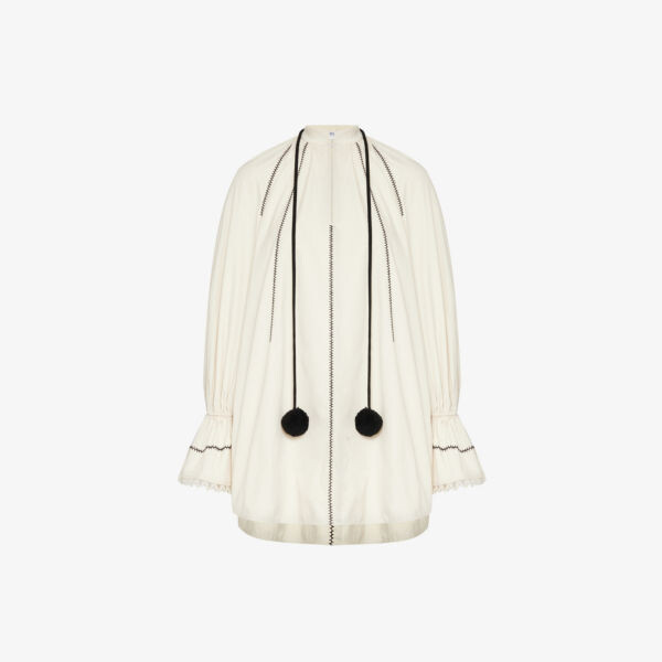 

Платье миди Rive из эластичного хлопка с помпонами Max Mara, слоновая кость