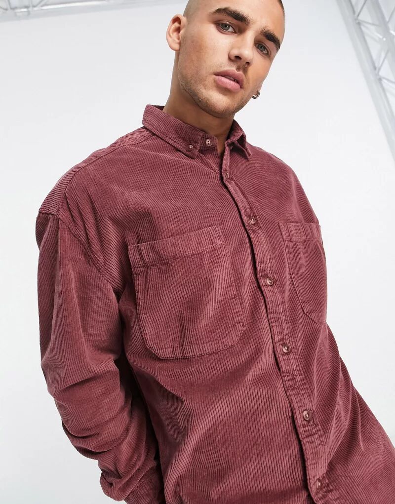 Бордовая вельветовая рубашка оверсайз в винтажном стиле 90-х годов ASOS толстовка с капюшоном в винтажном стиле 90 х годов