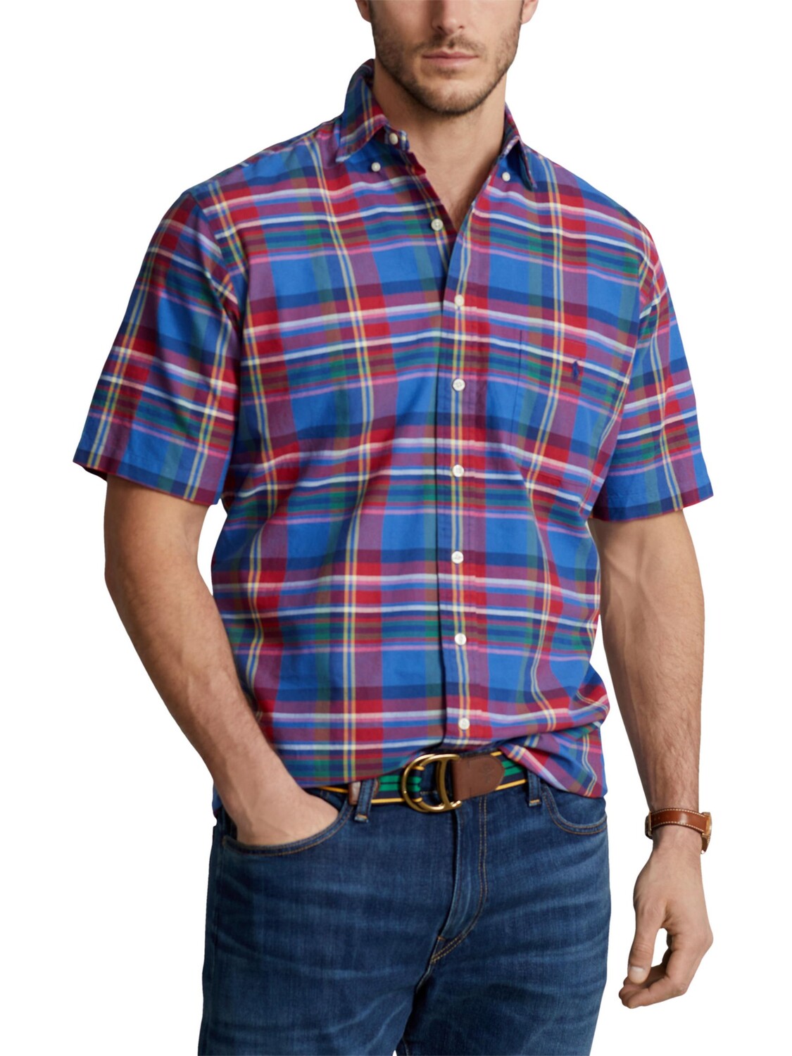 

Рубашка в клетку с короткими рукавами Polo Big & Tall Ralph Lauren, мульти