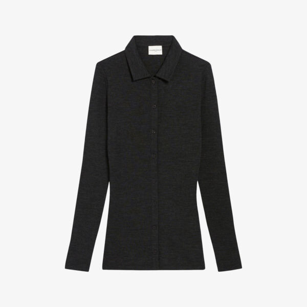

Шерстяной кардиган с воротником и длинными рукавами Claudie Pierlot, цвет noir / gris