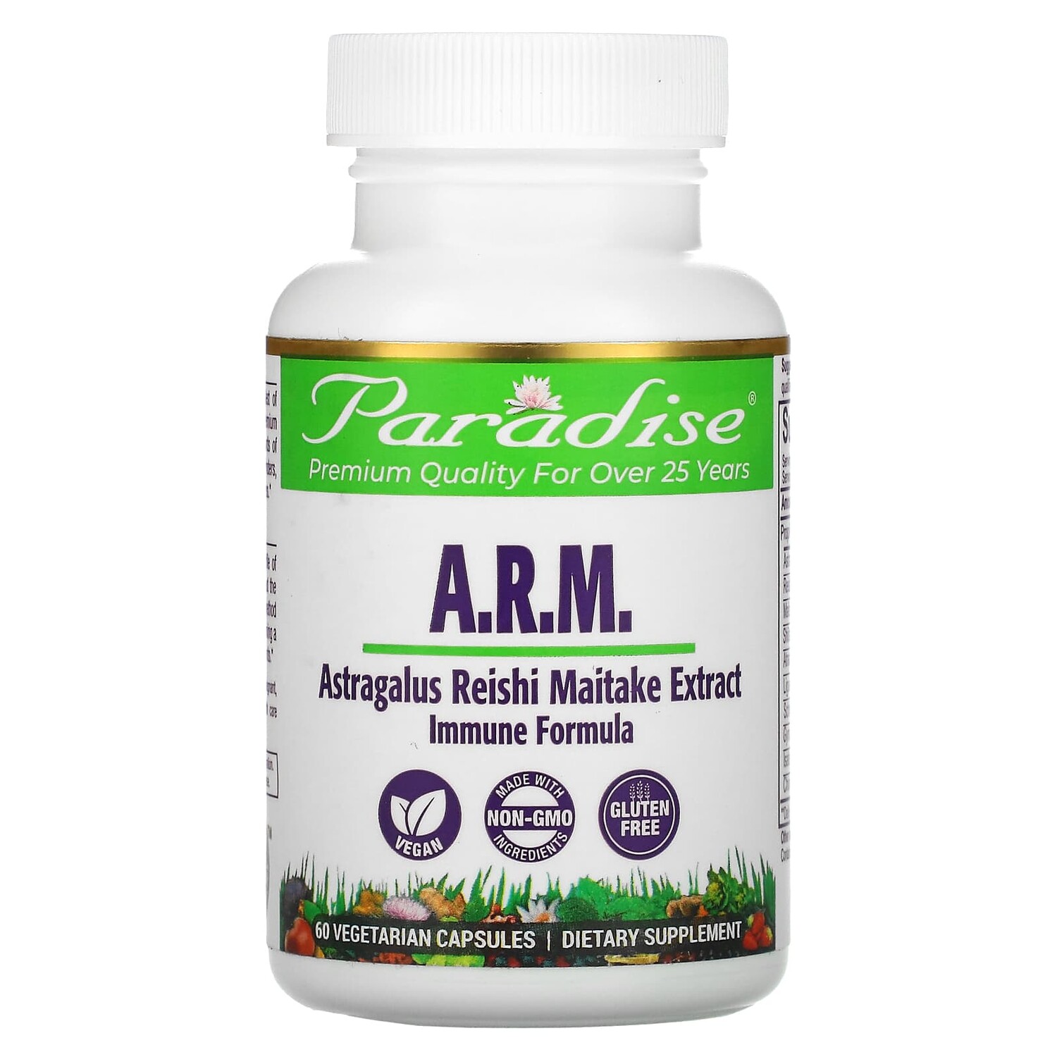 

Astragalus, Reishi Maitake Plus, 60 Vegetarian Capsules, Paradise Herbs