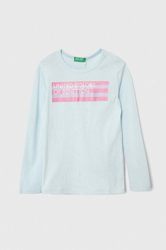 

Хлопковая рубашка с длинными рукавами для мальчиков и девочек United Colors of Benetton, синий