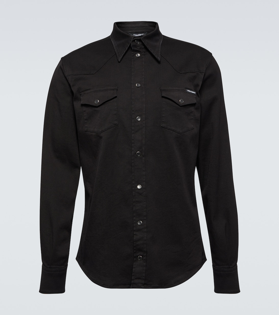 Рубашка из смесового хлопка с вышивкой Dolce&Gabbana, черный