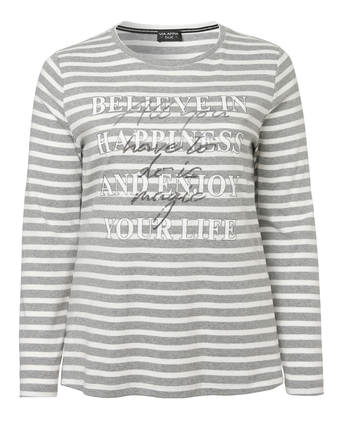 

Лонгслив VIA APPIA DUE Langarmshirt Modisches Langarmshirt mit Pailletten, цвет grau melange/ecru