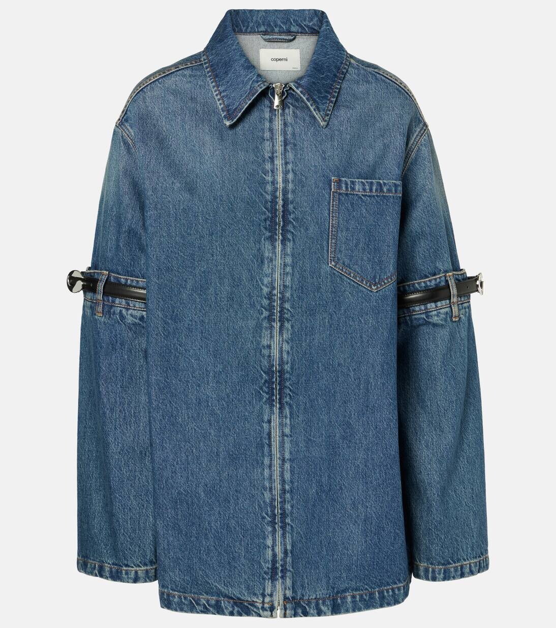 

Куртка-рубашка из денима большого размера Coperni, цвет blue vintage