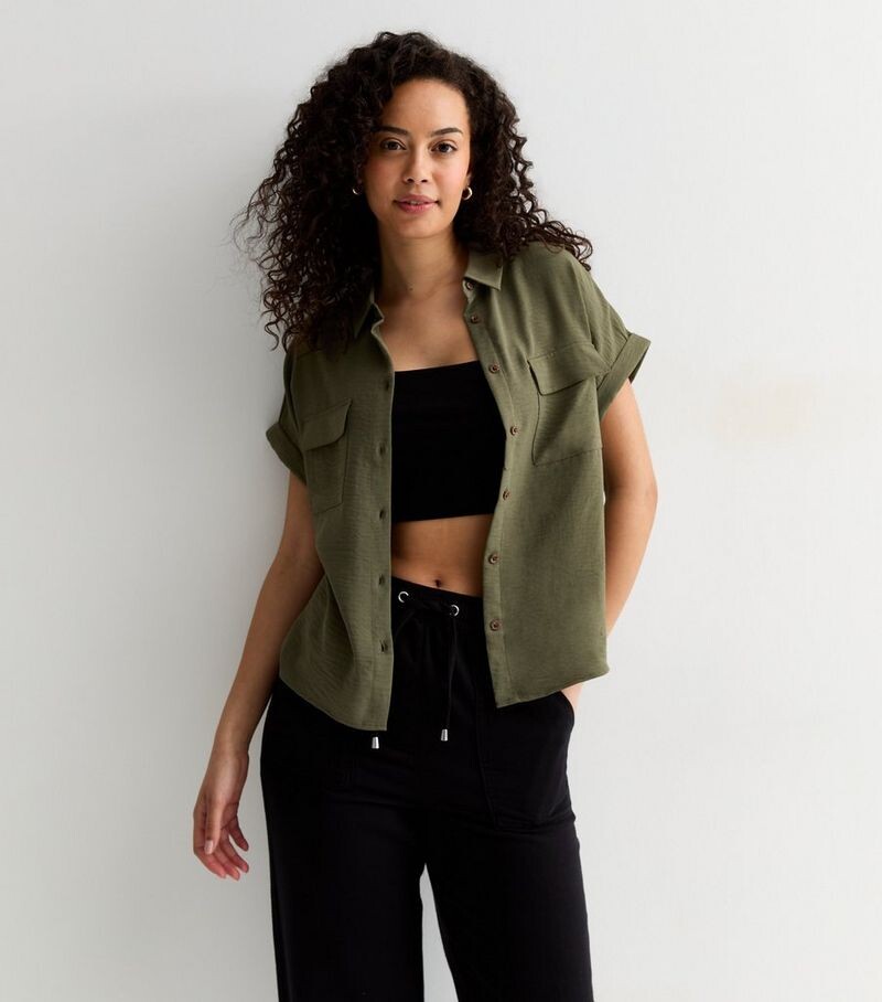 

Курортная рубашка цвета хаки с короткими рукавами Tall New Look, хаки