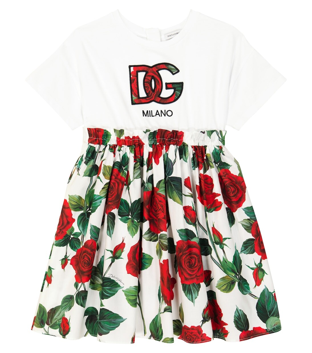

Платье-футболка из хлопка с цветочным принтом Dolce&Gabbana Kids, мультиколор