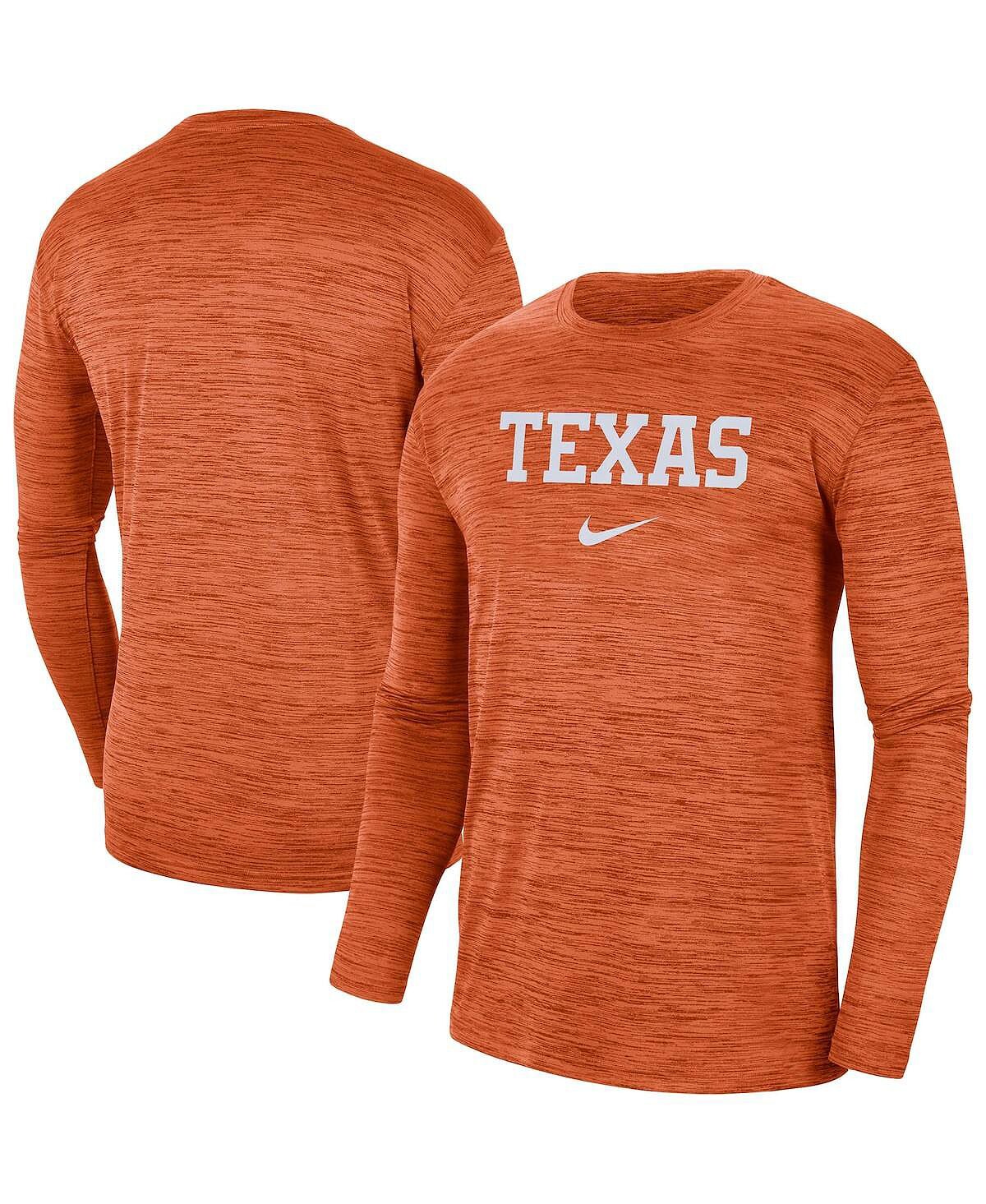 

Мужская оранжевая футболка Texas Longhorns Team Velocity Performance с длинным рукавом Nike