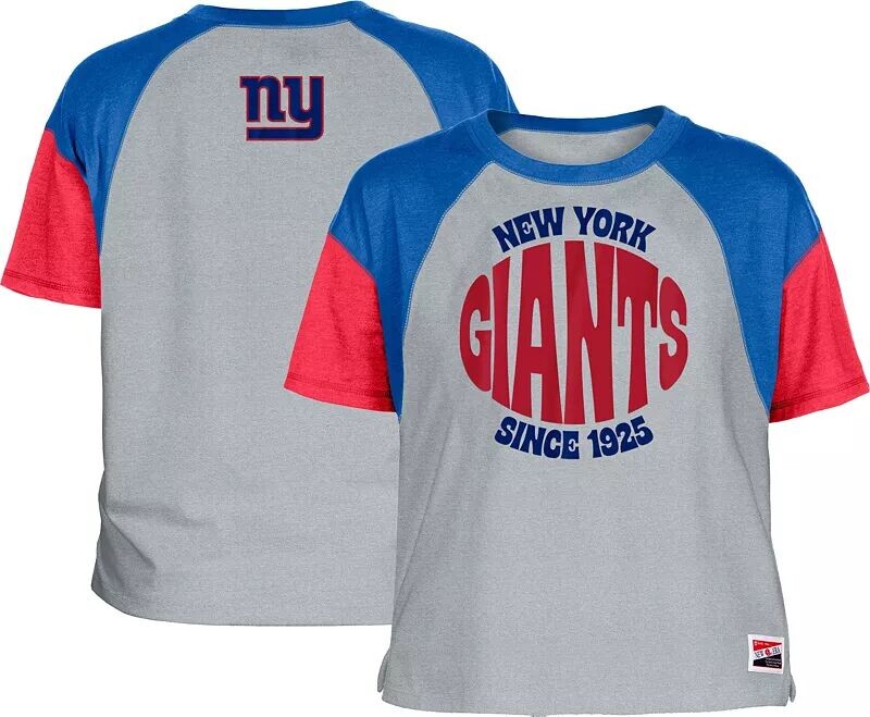 

Женская серая футболка с цветными блоками New Era New York Giants