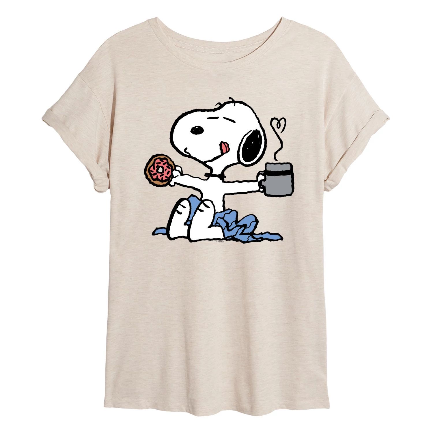 

Струящаяся футболка Juniors' Peanuts Snoopy Coffee Licensed Character, бежевый