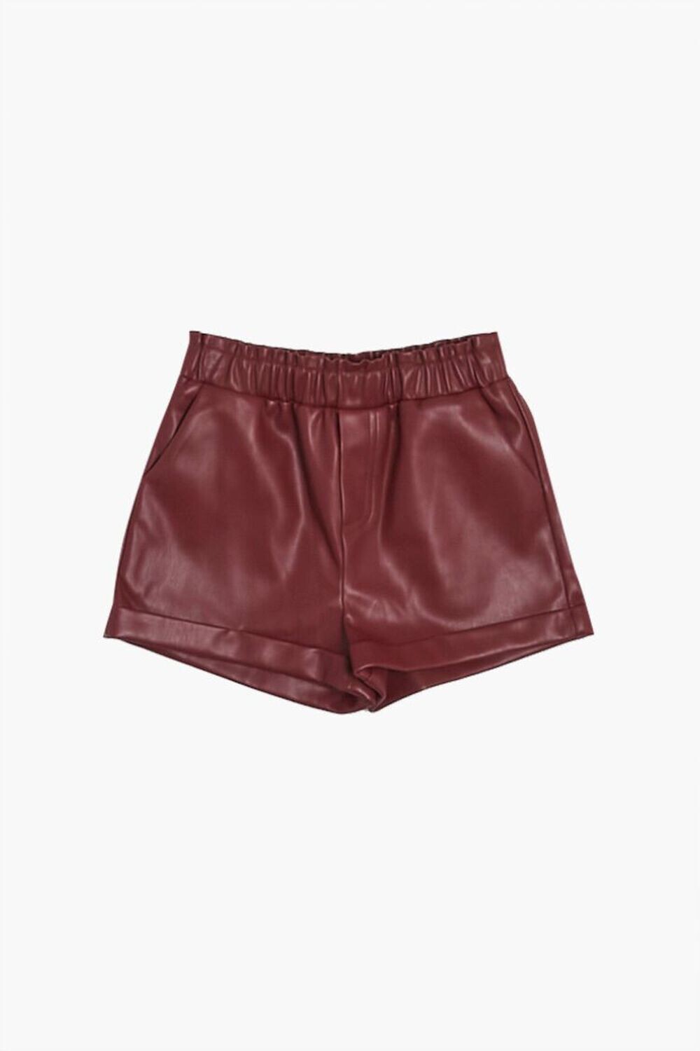 

Шорты из искусственной кожи для девочек Forever 21, бордовый