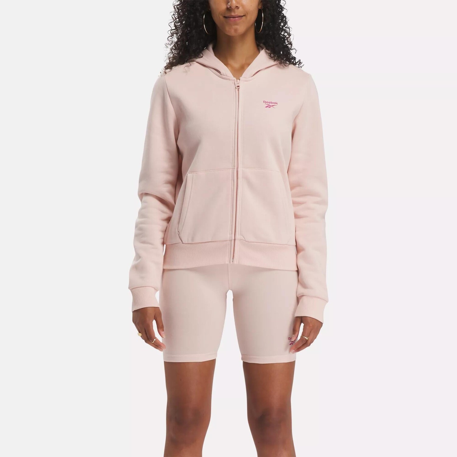 

Флисовая толстовка с молнией во всю длину Reebok Identity Small Logo, цвет Possibly Pink