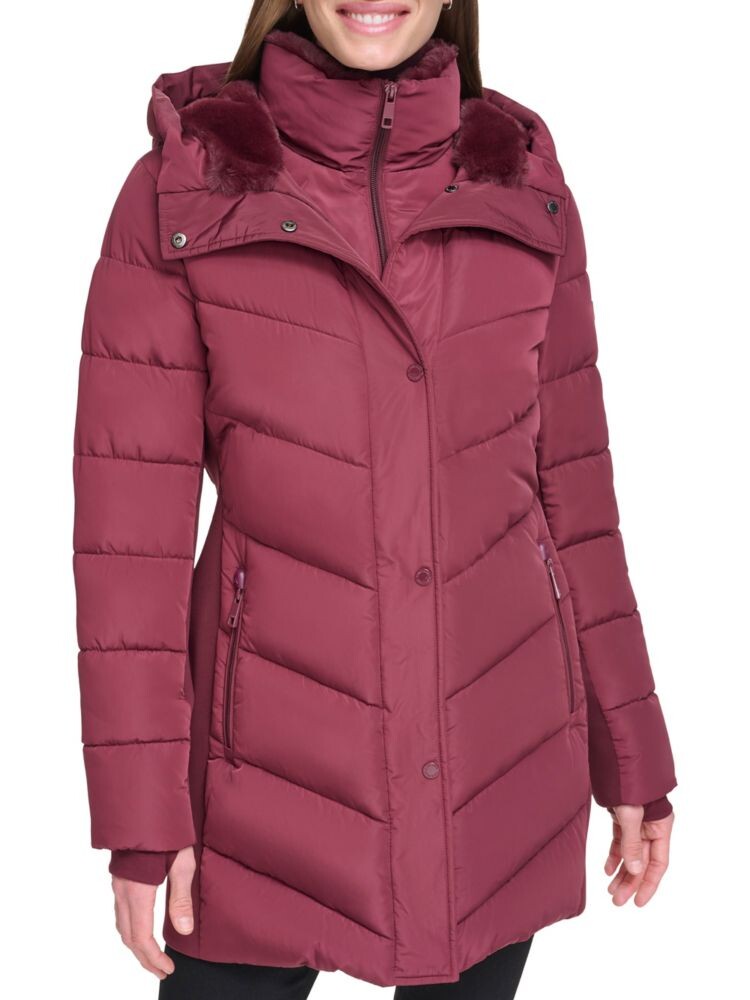 

Пуховик с отделкой из искусственного меха Calvin Klein, цвет Oxblood