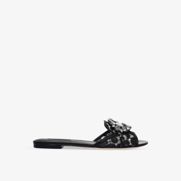 

Босоножки Bianca, украшенные брошью и кружевом и сеткой Dolce & Gabbana, черный