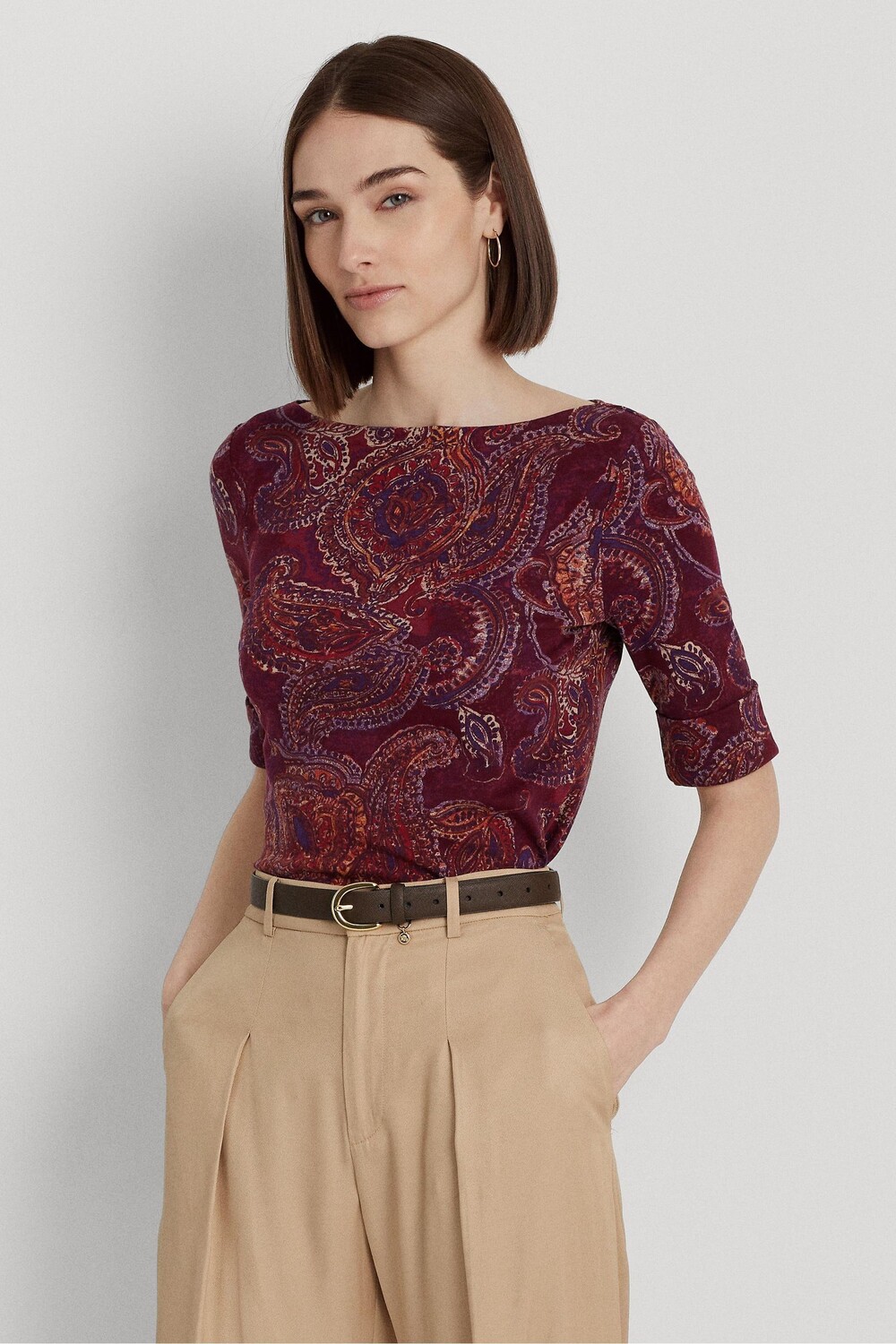 

Блузка Judy из эластичного хлопка с узором пейсли Lauren Ralph Lauren, красный