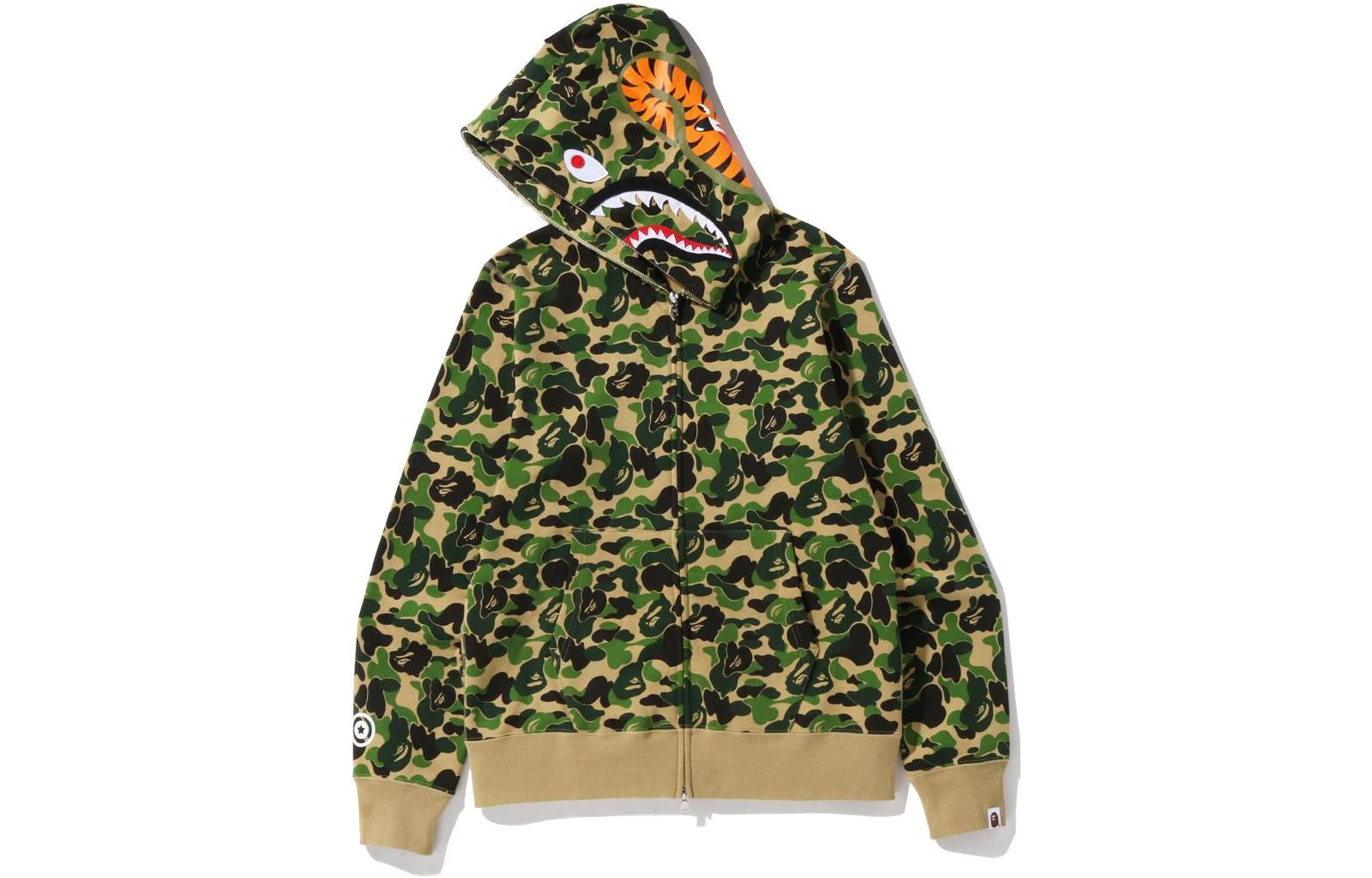 

Толстовка мужская BAPE Abc Camo Shark с капюшоном на молнии, разноцветный