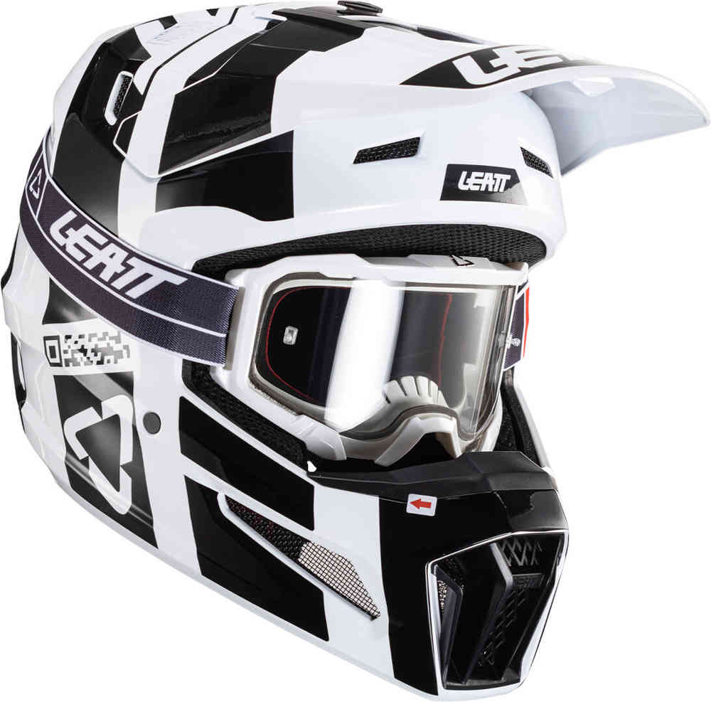цена Шлем для мотокросса 3.5 V24 с очками Leatt, черно-белый