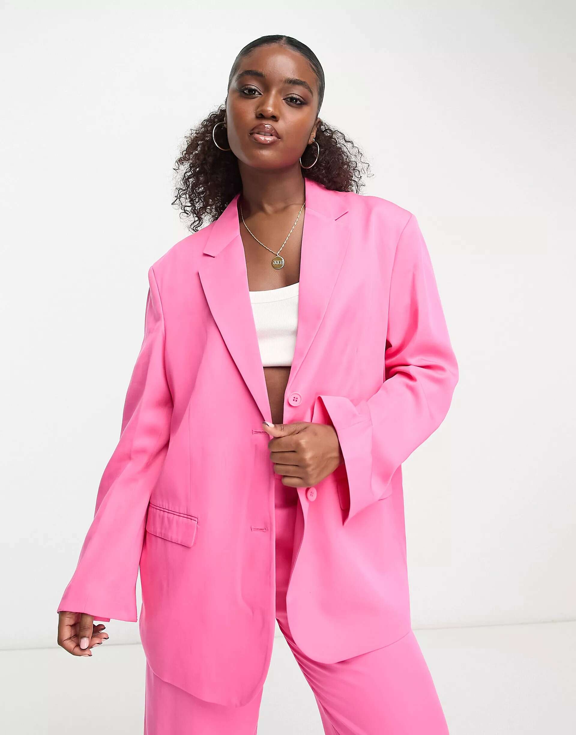 Ярко-розовый однотонный пиджак Monki