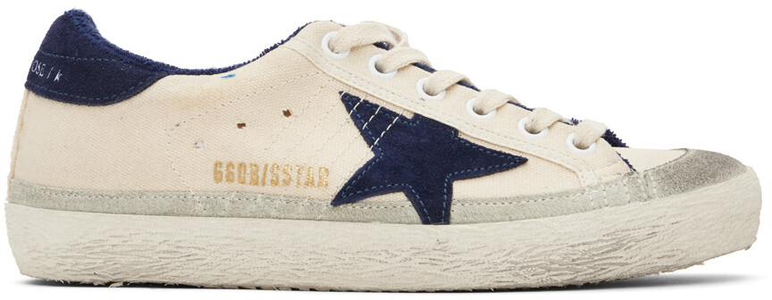 

Бежево-синие классические кроссовки Super-Star Golden Goose