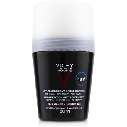 Шариковый дезодорант Homme 48H для чувствительной кожи, 50 мл, Vichy минеральный дезодорант 48h optimal tolerance шариковый 50 мл vichy