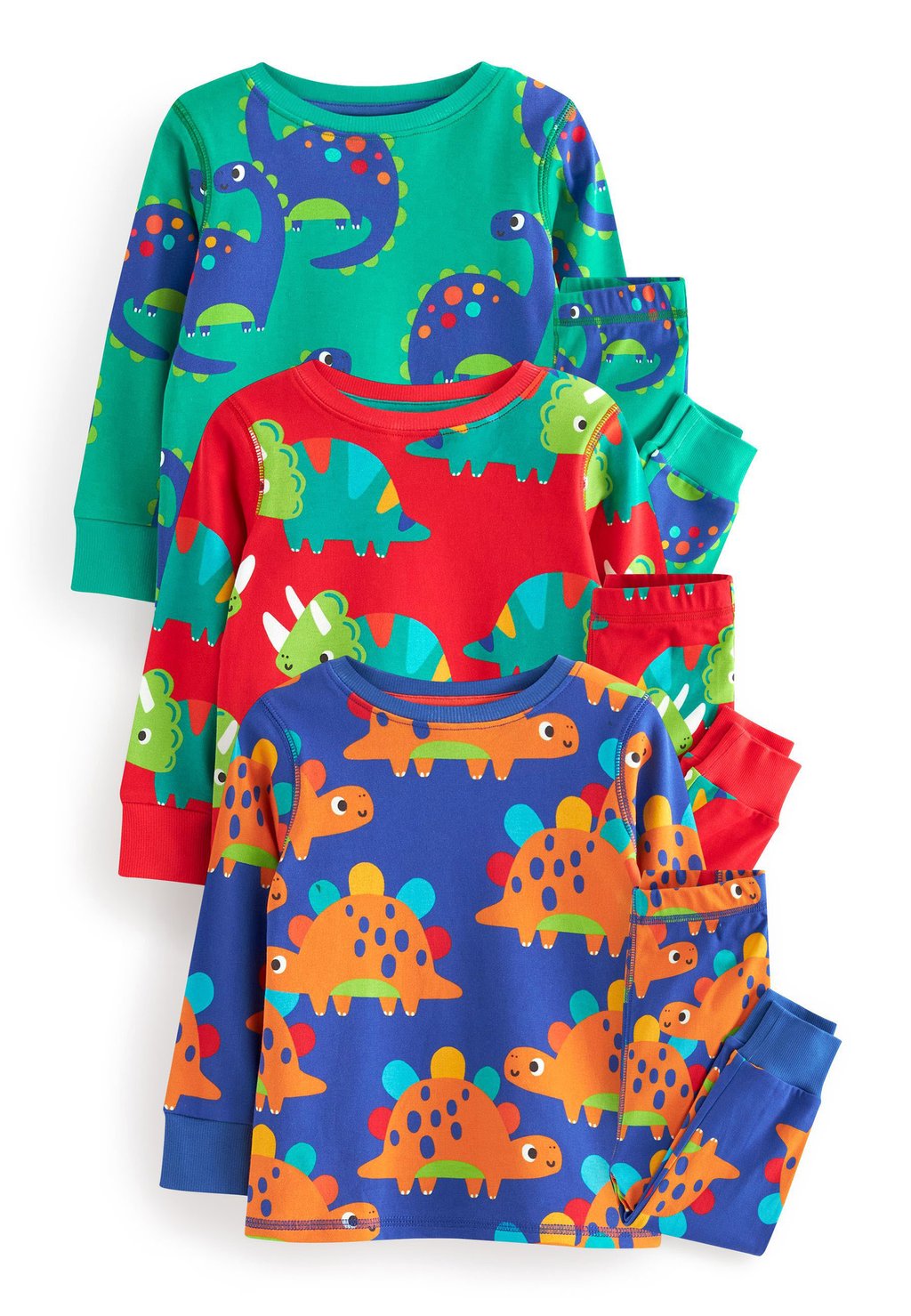 цена Комплект одежды для сна SNUGGLE 3 PACK SET Next, цвет red blue green dinosaur