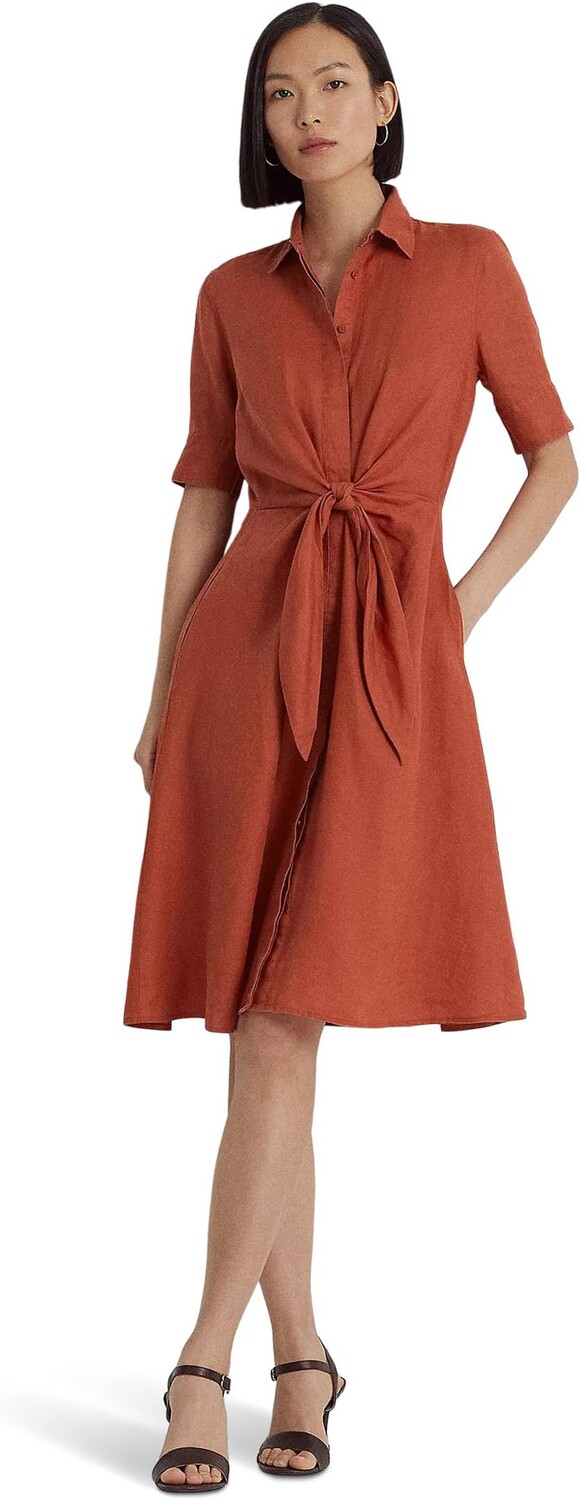 

Льняное платье-рубашка LAUREN Ralph Lauren, цвет Red Sunstone