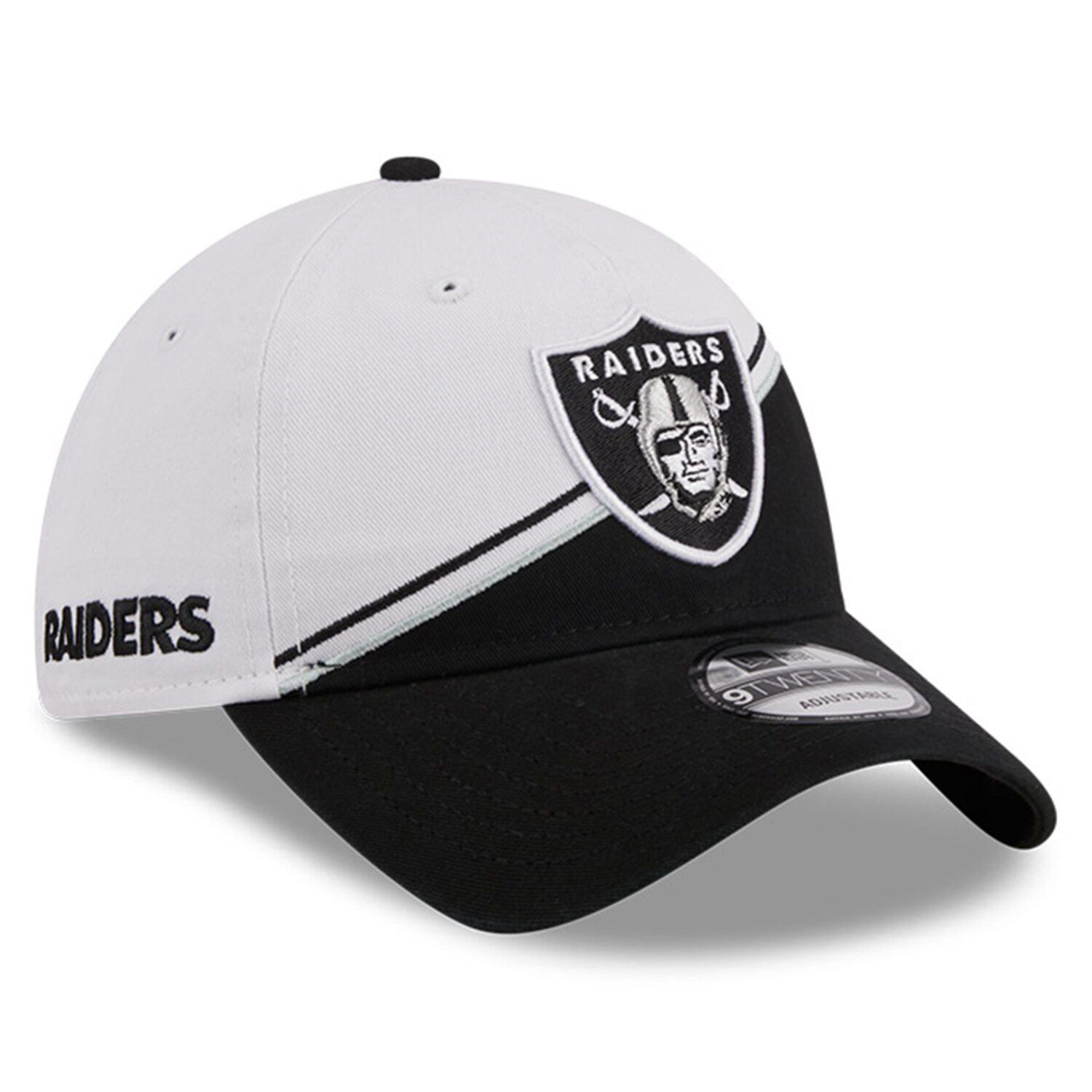 

Мужская регулируемая кепка New Era белого/черного цвета Las Vegas Raiders 2023 Sideline 9TWENTY