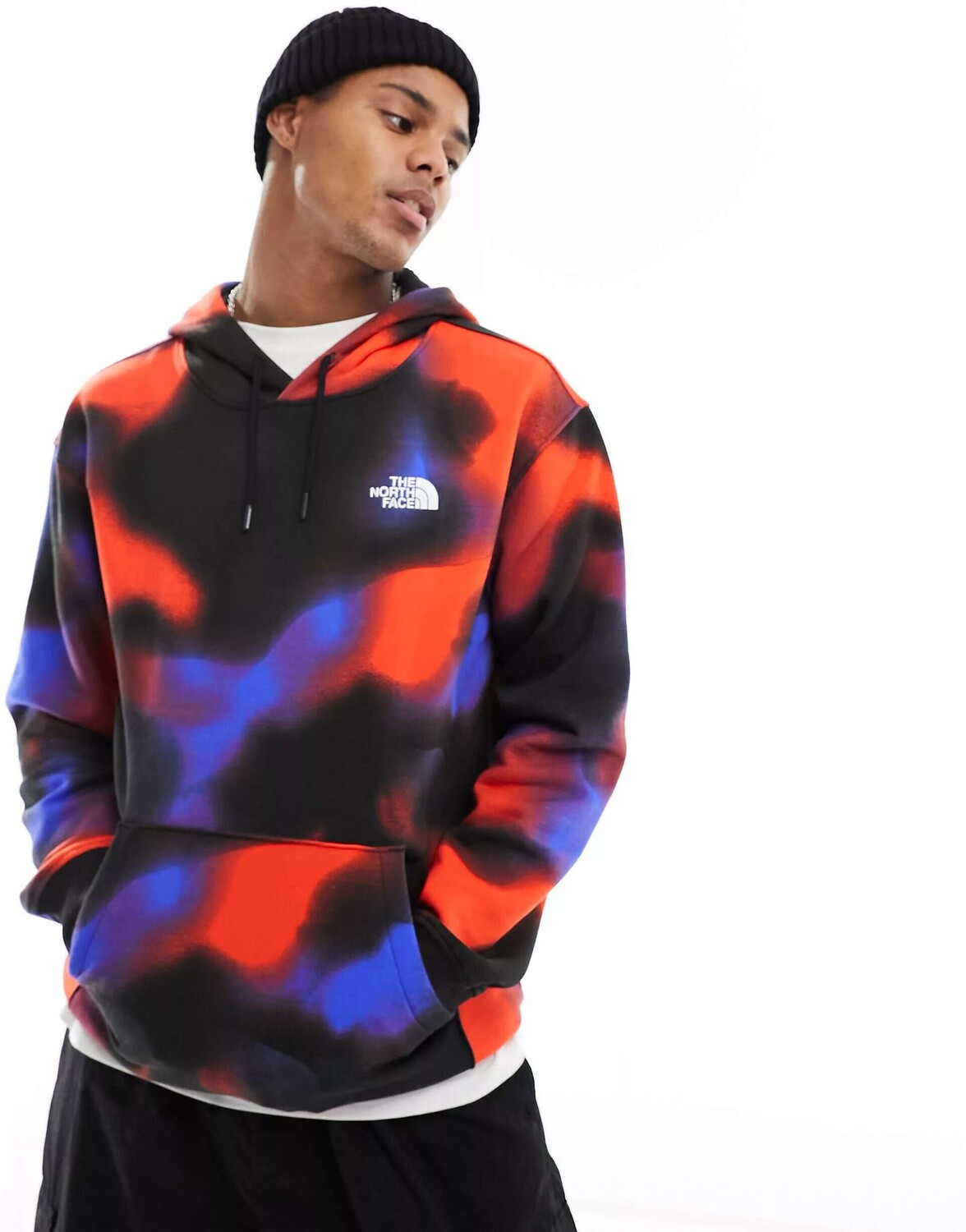 

Оверсайз-худи из флиса с красным мраморным принтом The North Face Essential, Красный
