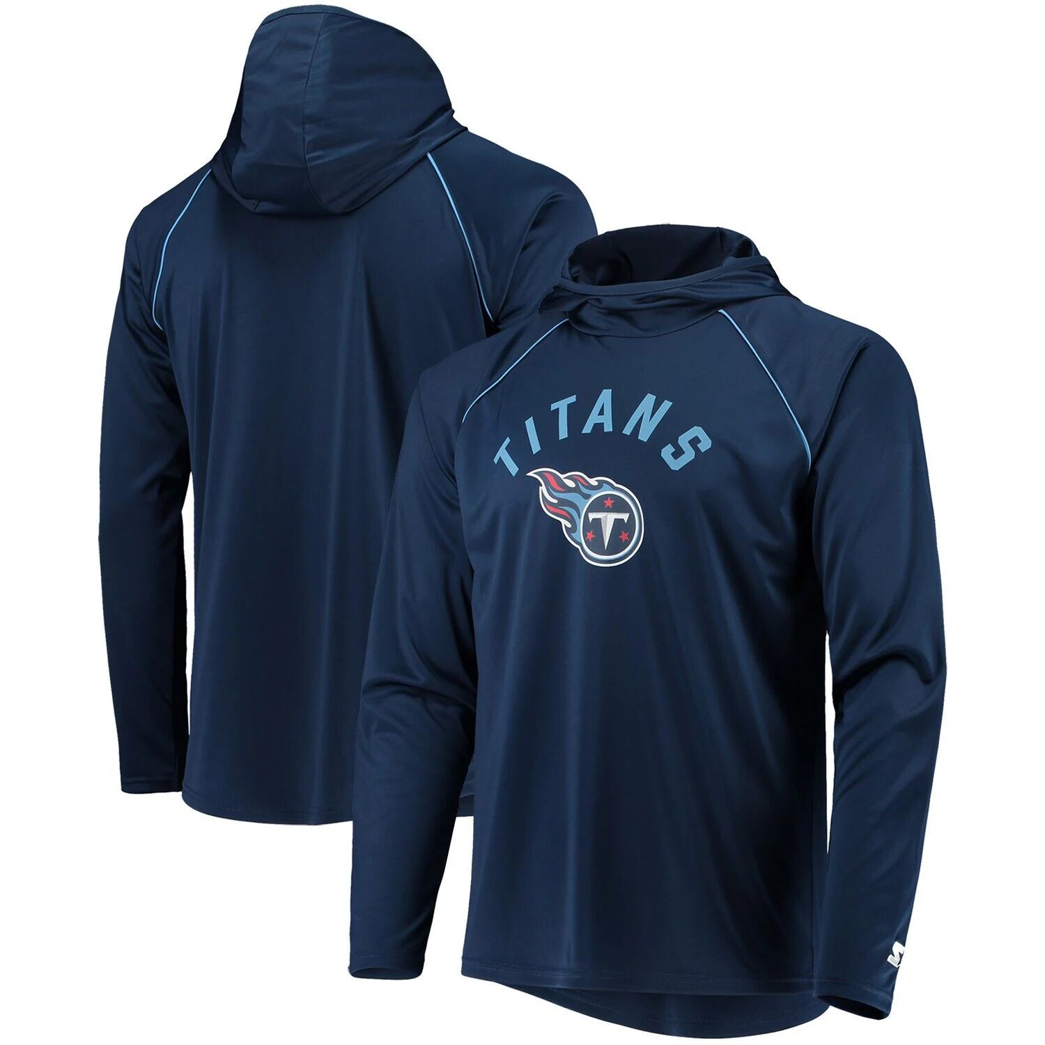 

Мужская темно-синяя футболка с капюшоном и длинными рукавами реглан Tennessee Titans Starter, Синий