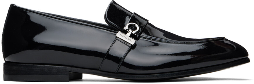 

Черные лоферы с орнаментом Gancini Ferragamo, цвет Black
