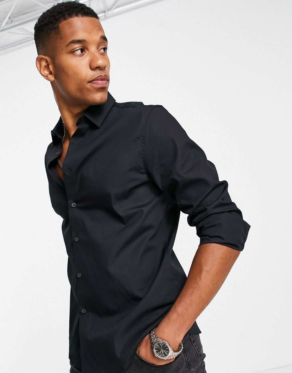 

Черная рубашка классического кроя ASOS DESIGN