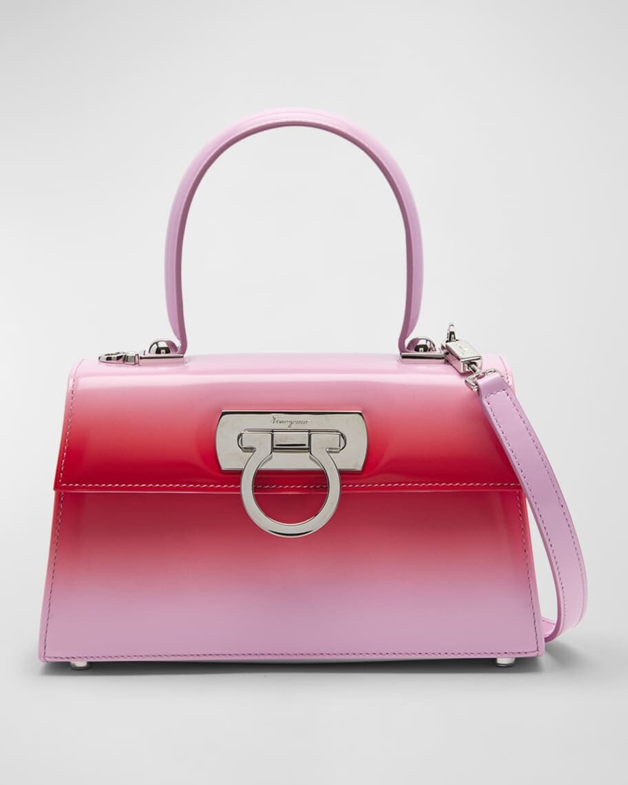 

Кожаная сумка Creation Gancio с омбре и ручкой сверху Ferragamo