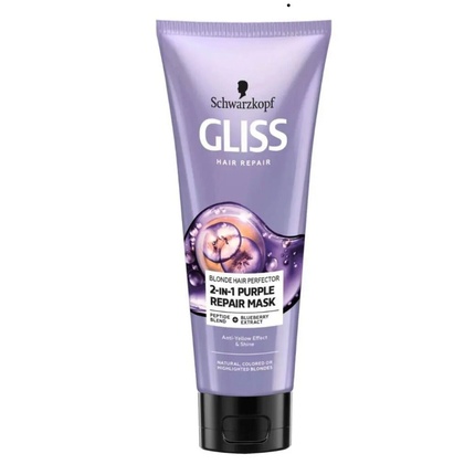 цена Gliss Восстанавливающая фиолетовая маска для светлых и осветленных волос 200мл, Schwarzkopf