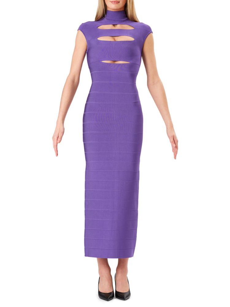 Бандажное платье с вырезом Icon Herve Leger, цвет Ultra Violet