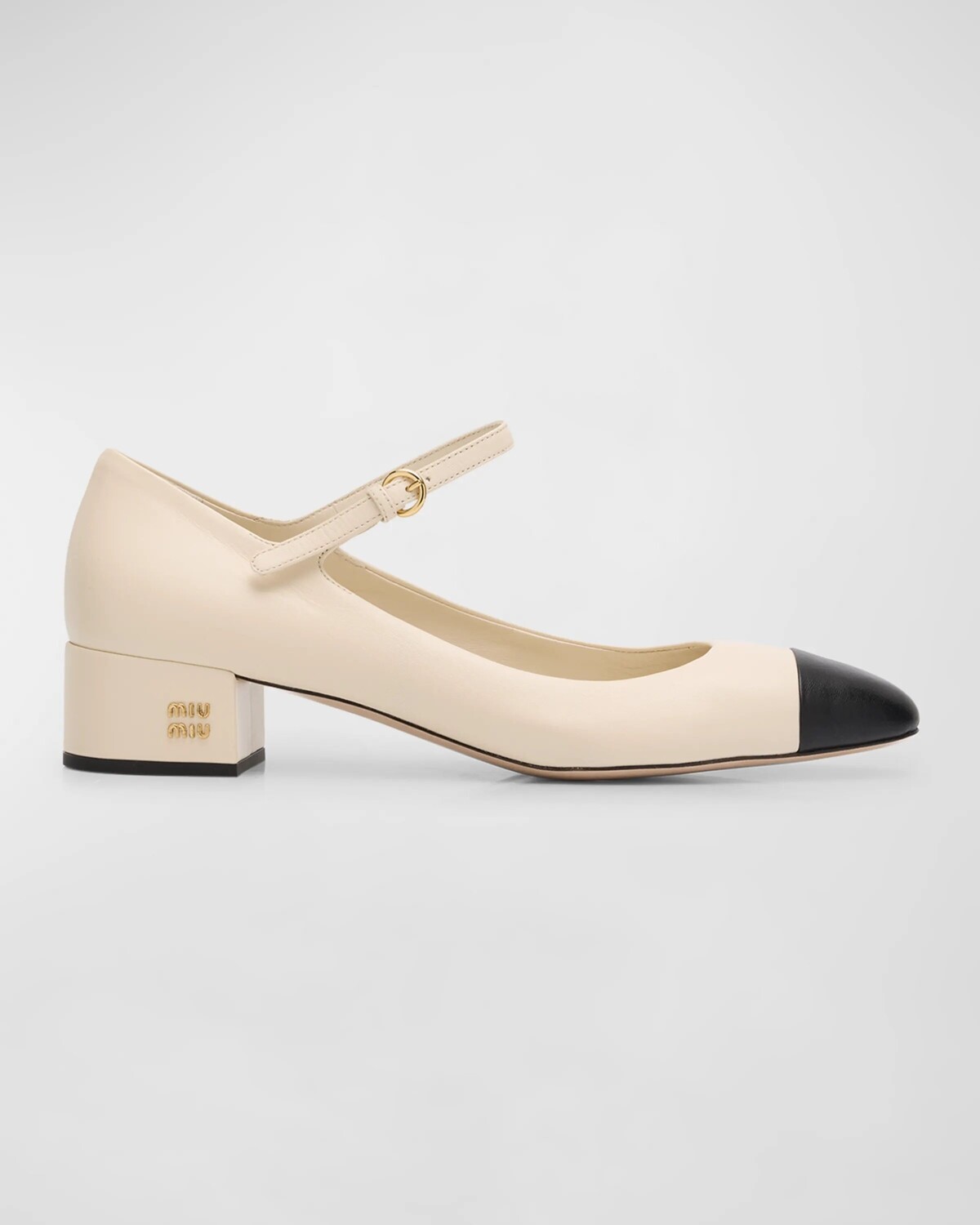 

Двухцветные кожаные туфли Mary Jane Miu Miu, цвет Avorio Nero