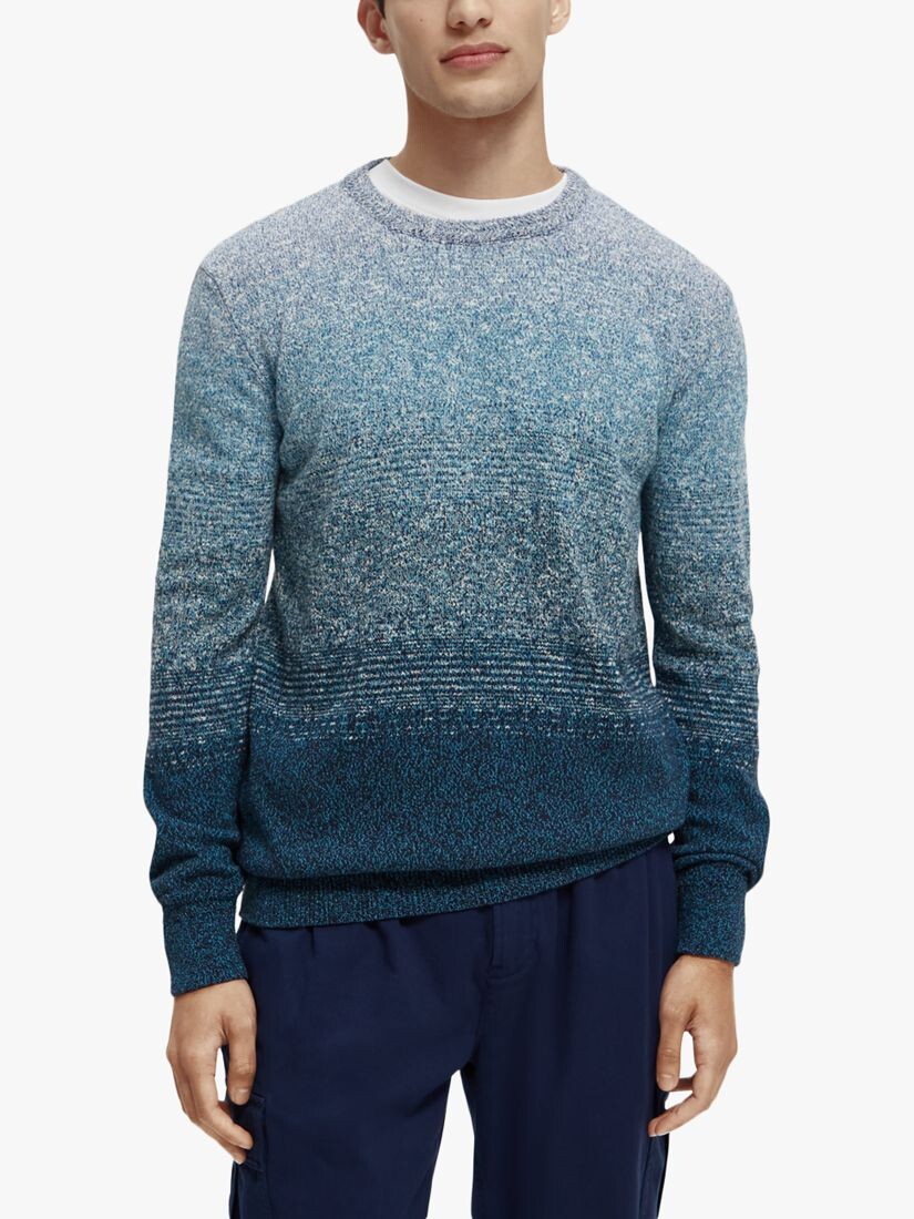 

Меланжевый джемпер с круглым вырезом в градиентную полоску Scotch & Soda, синий