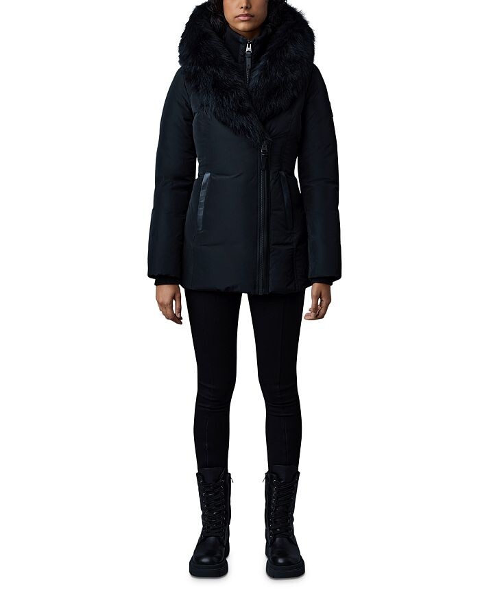 

Пуховик из овчины Mackage Adali с капюшоном, черный