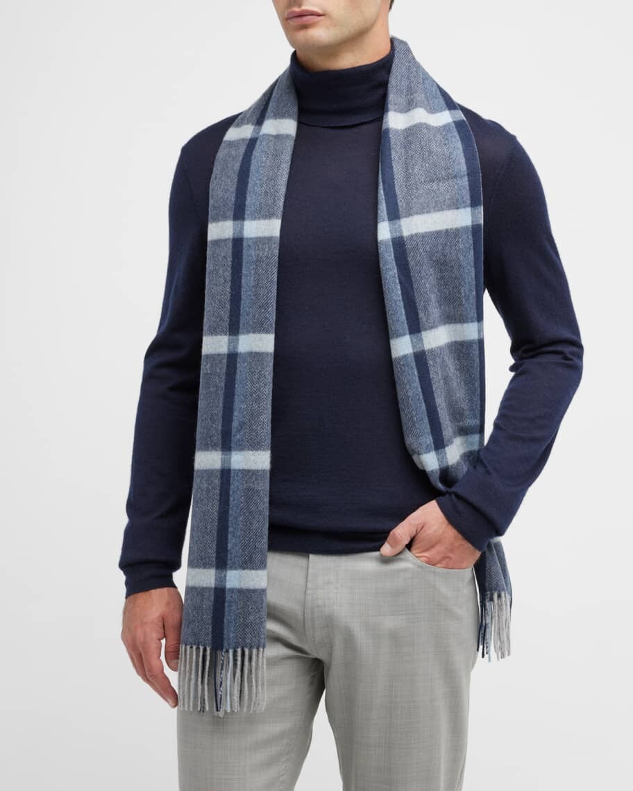 

Мужской кашемировый шарф в клетку Windowpane Neiman Marcus