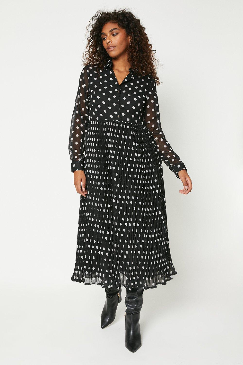 Плиссированное шифоновое платье-рубашка миди Mono Spot Dorothy Perkins, мультиколор