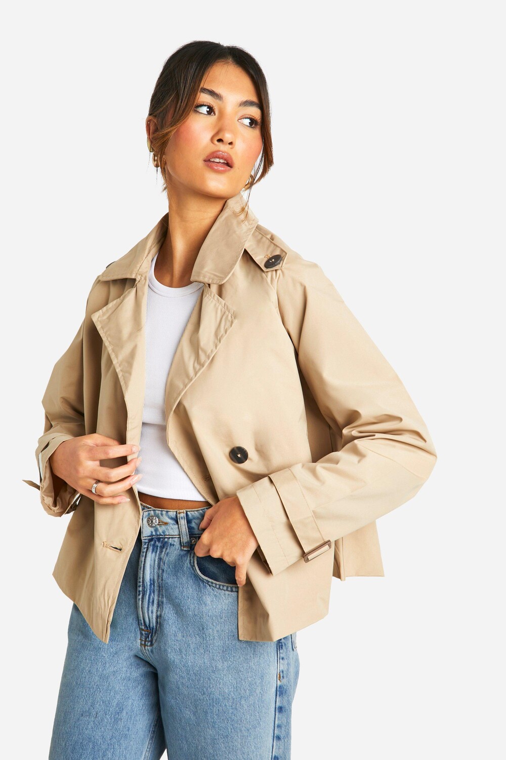 

Короткий тренч boohoo, бежевый, Оранжевый