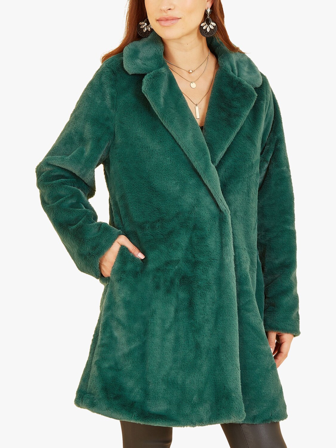 

Пальто Yumi из искусственного меха, зеленое, Зеленый