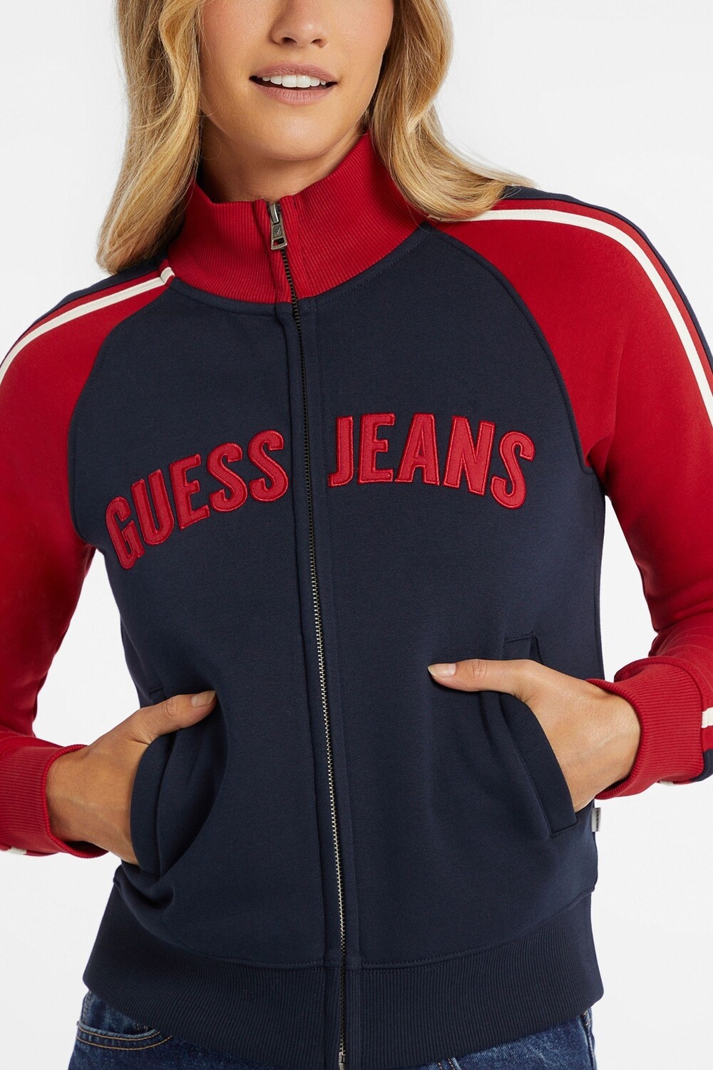 

Толстовка на молнии с логотипом университета Guess Jeans, синий